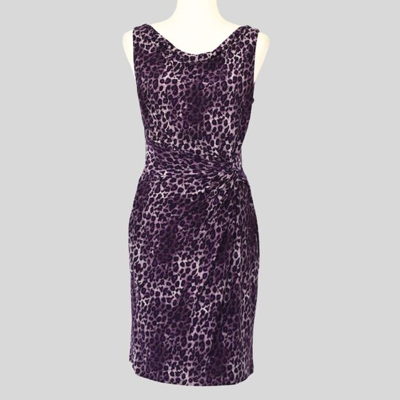 RALPH LAUREN Women's Animal Print Dress Purple Size 10P - Picture 1 of 9